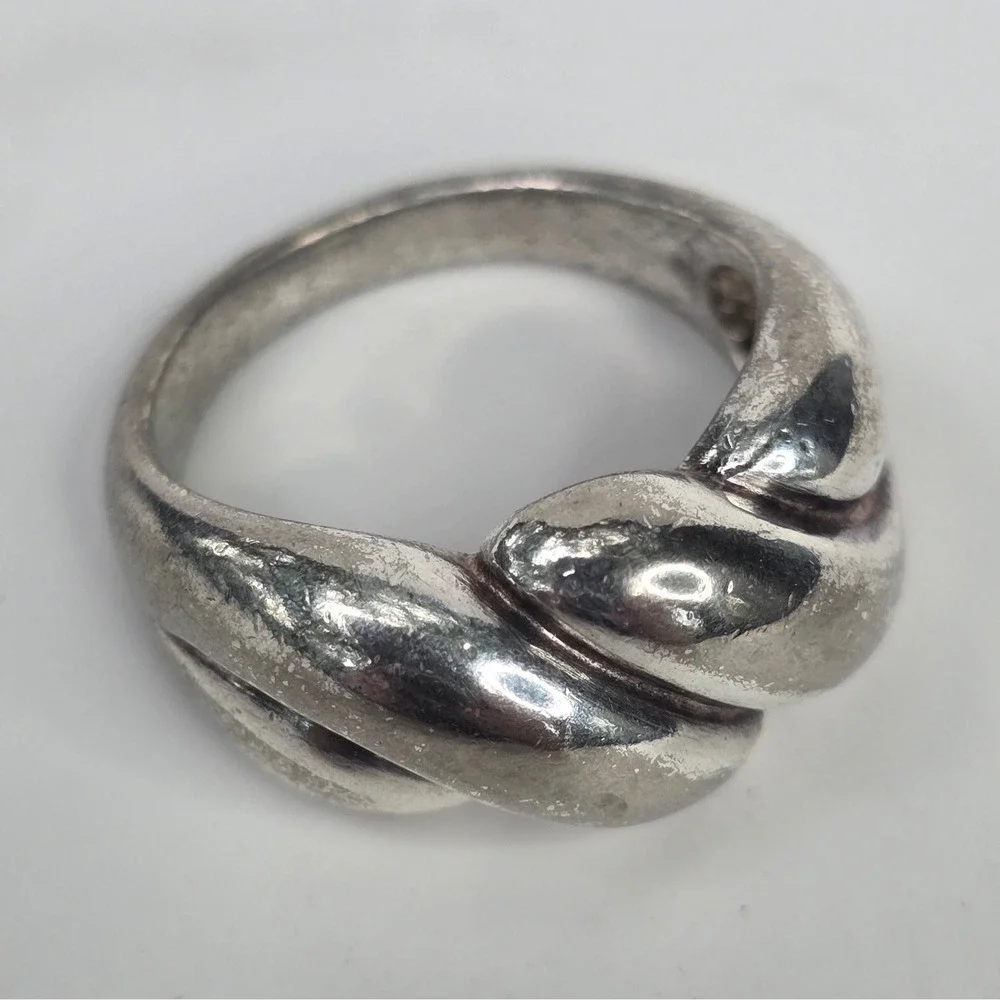 Vintage Sterling Silver 925 Twisted Bypass Ring Size 7 Statement 5.3g